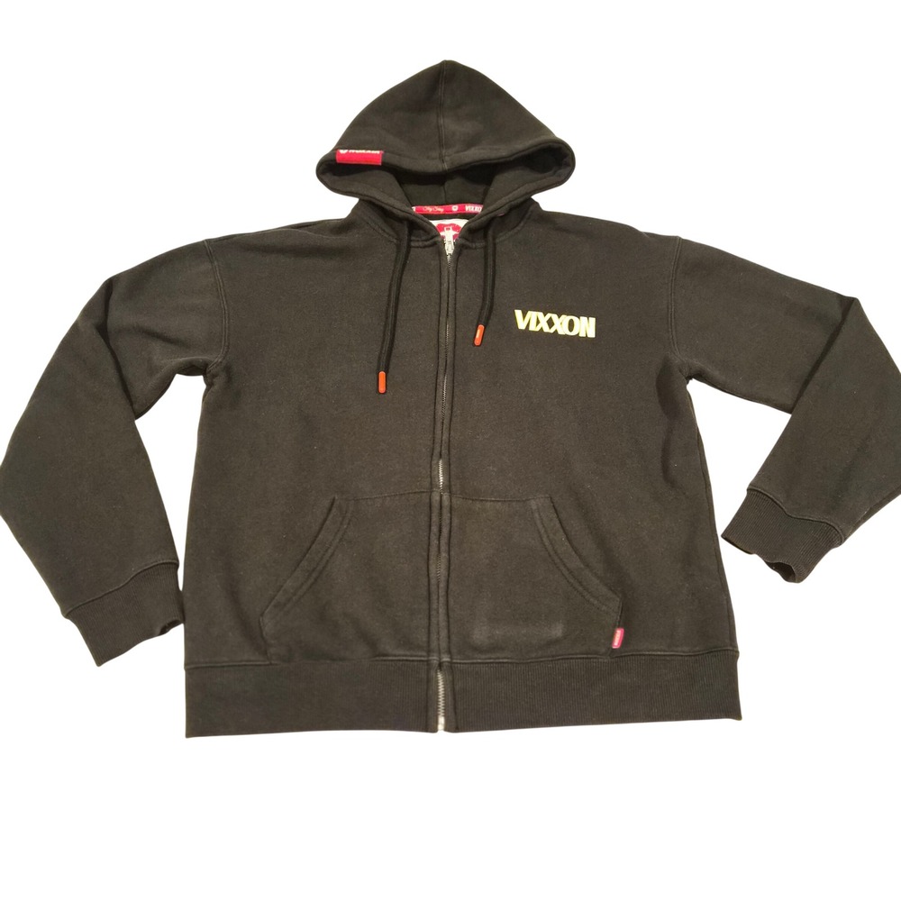 Vixxon Ground Up Customs Medusa Full Zip Hoodie Black Small Greek Key Graphic